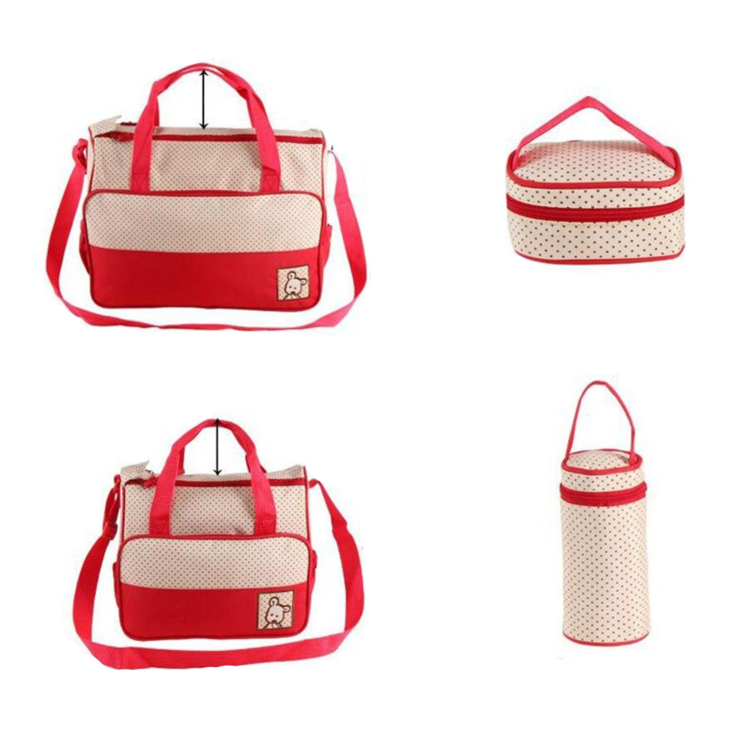SET IMPORTCLICK INF.69 BOLSO MATERNAL 5 PIEZAS MUDADOR ROJO - 2