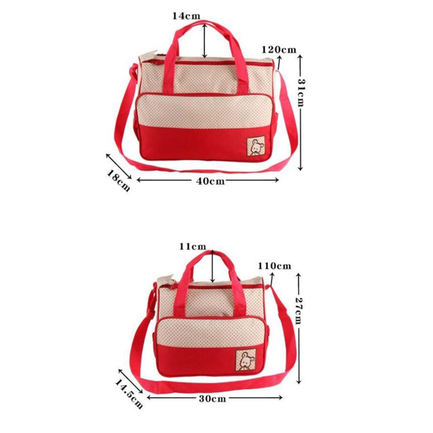 SET IMPORTCLICK INF.69 BOLSO MATERNAL 5 PIEZAS MUDADOR ROJO - 4