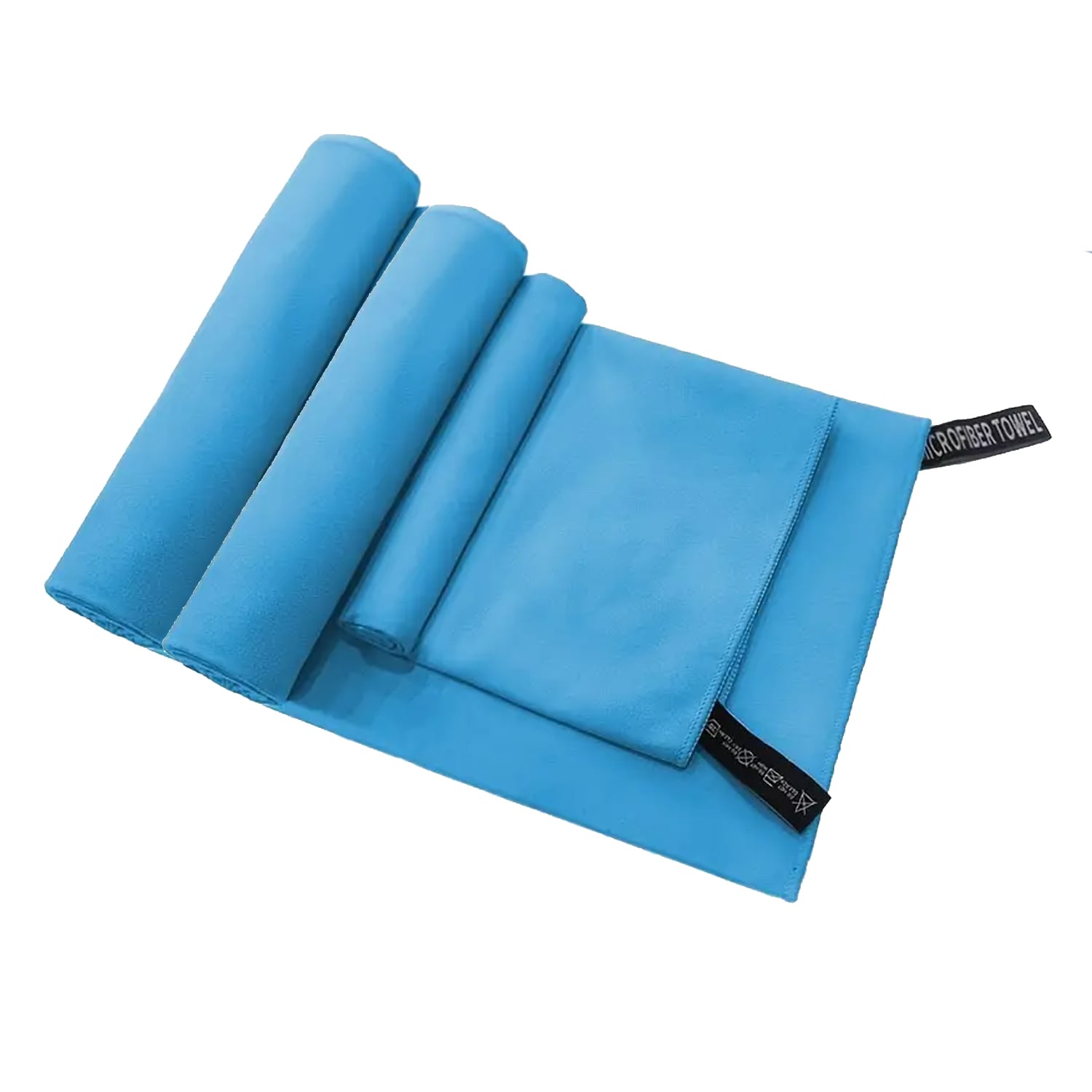 SET 3 TOALLAS BAÑO VIAJE MICROFIBRA SECADO RÁPIDO CELESTE - 1