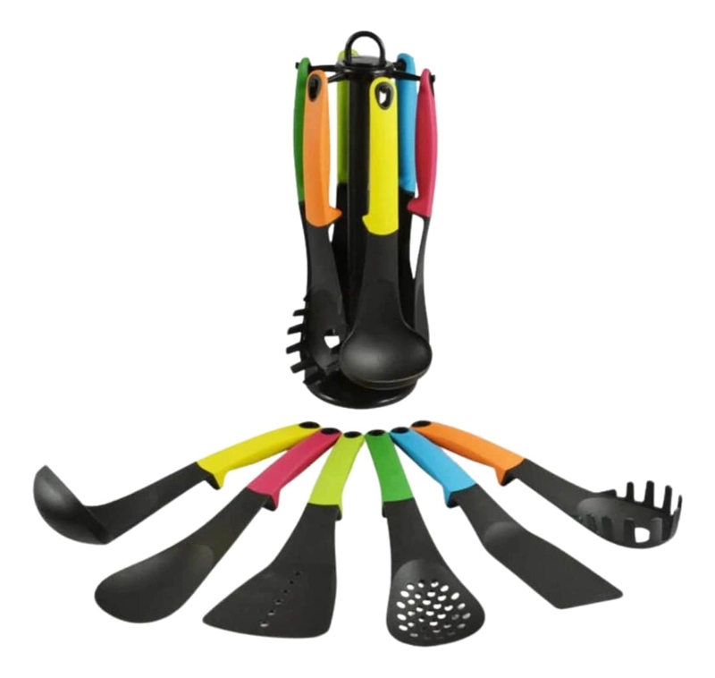 SET 6 UTENSILIOS COCINA ANTIADHERENTES MANGO SILICONA - 2