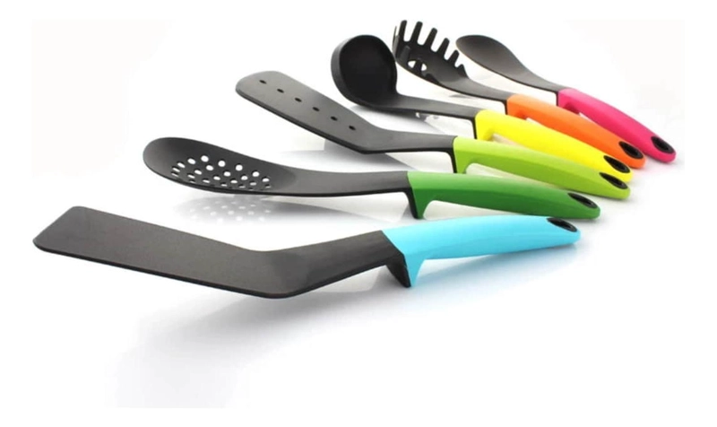 SET 6 UTENSILIOS COCINA ANTIADHERENTES MANGO SILICONA - 3