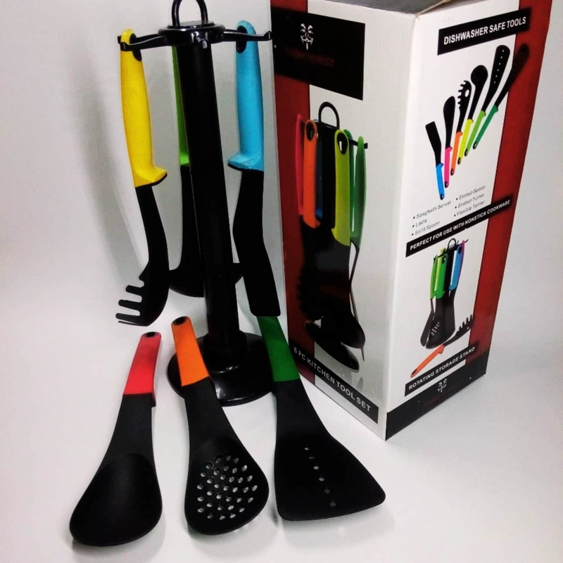 SET 6 UTENSILIOS COCINA ANTIADHERENTES MANGO SILICONA - 4