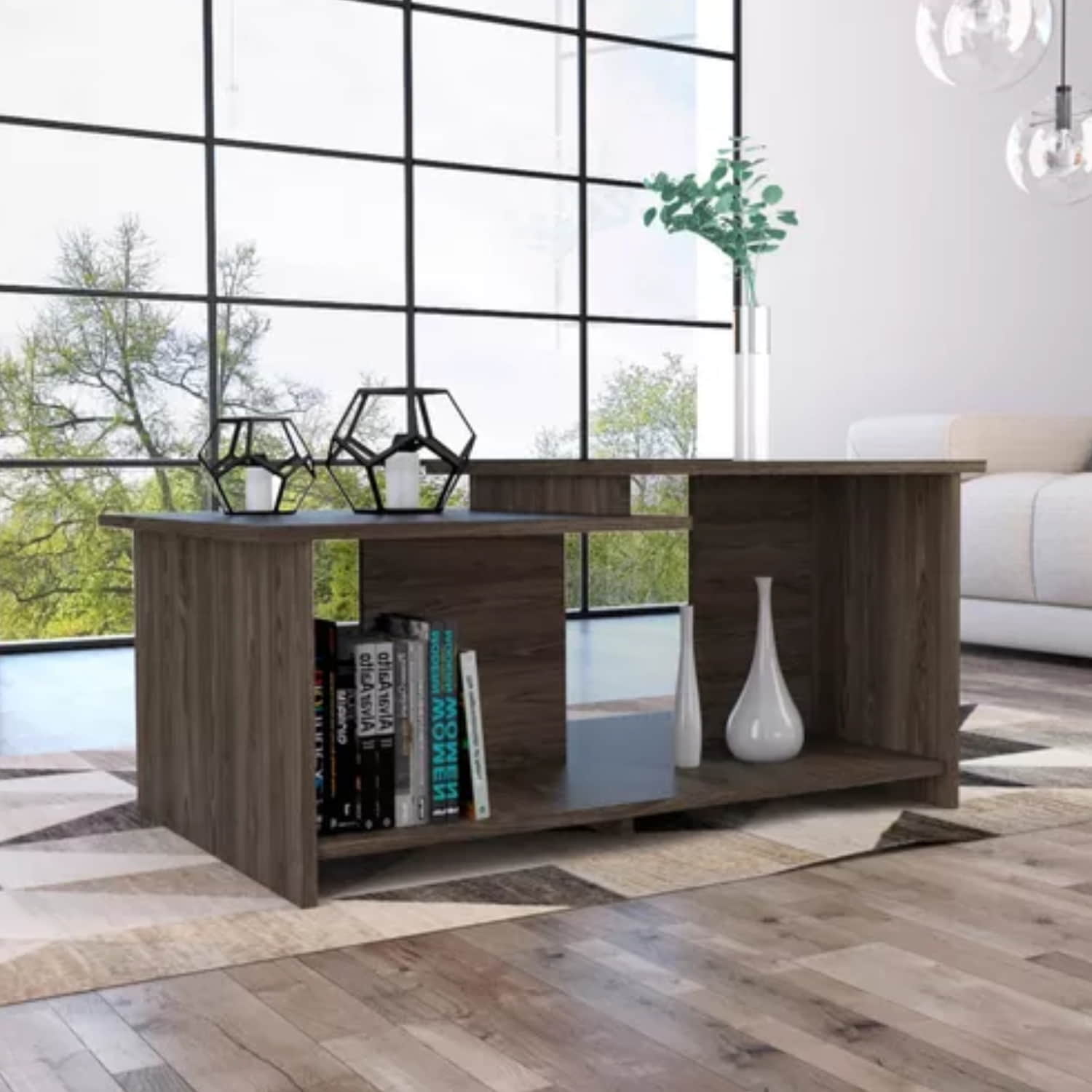 MESA CENTRO IMPORTCLICK HOG.551 MELAMINA CAFÉ 41X89X53 CM MADERA - 4