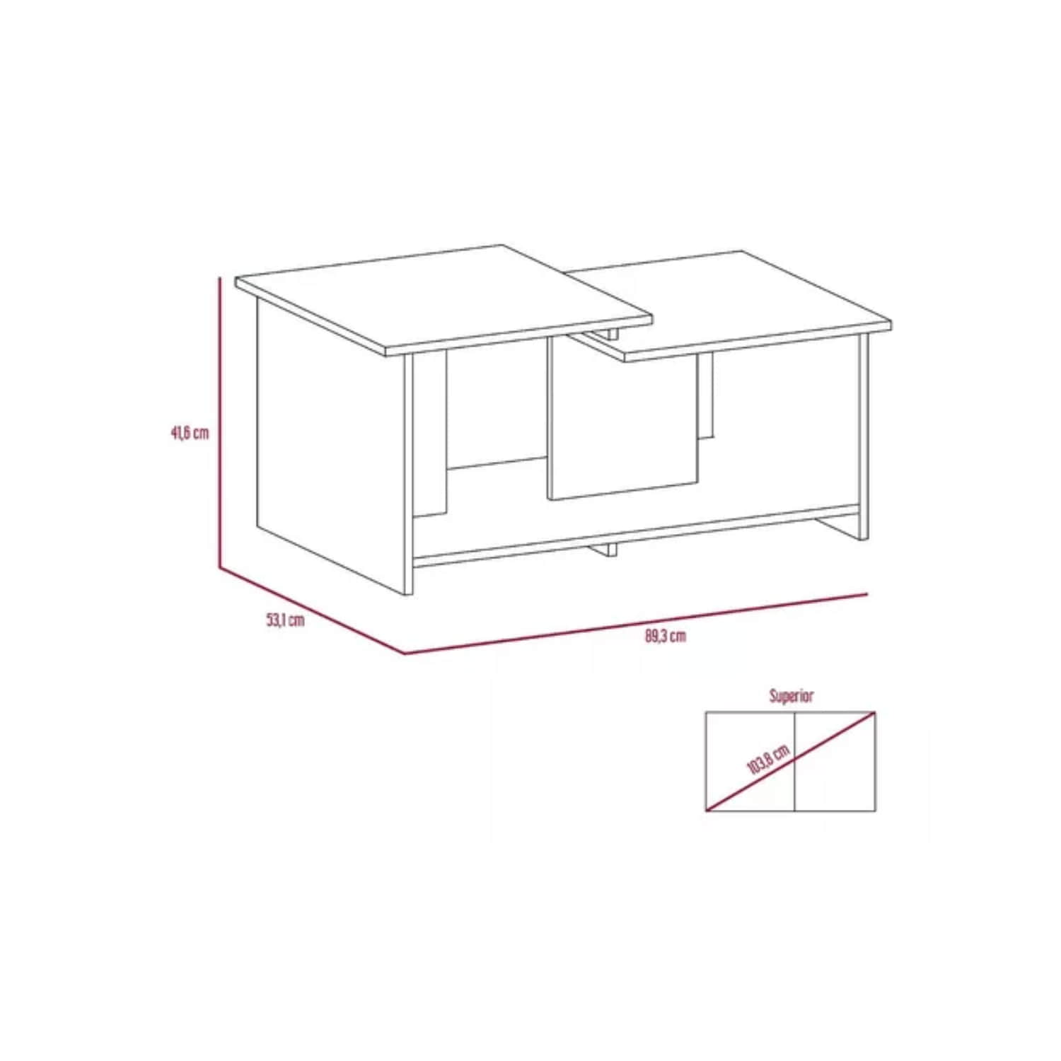 MESA CENTRO IMPORTCLICK HOG.551 MELAMINA CAFÉ 41X89X53 CM MADERA - 6