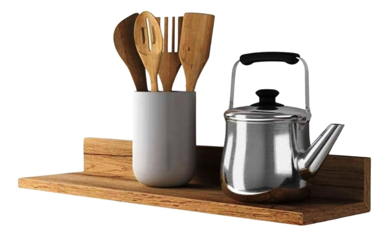 SET 4 REPISAS FLOTANTES RECTAS SOPORTE CAFE  CLARO 2X 40 CM - 2X 60 CM - 5