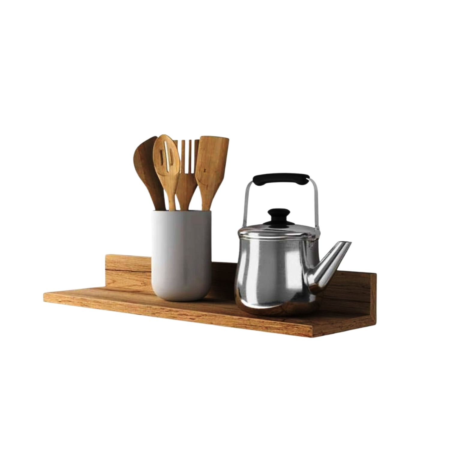 SET 4 REPISAS FLOTANTES RECTAS SOPORTE CAFÉ CLARO 2X 40 CM - 2X 60 CM - 5