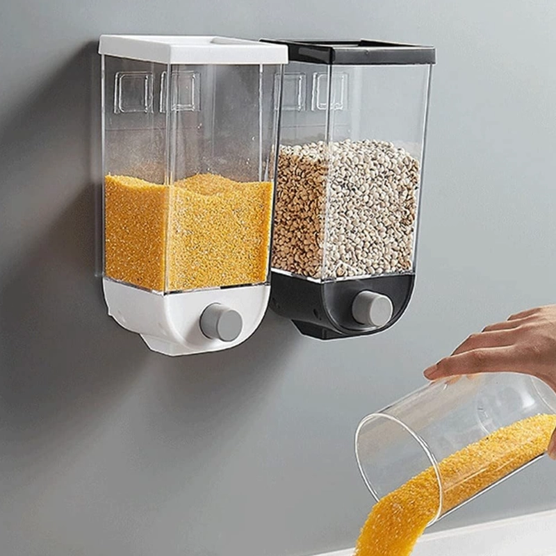CONTENEDOR ORGANIZADOR PARED CEREALES AZÚCAR ESPECIES 1 LT NEGRO - 5