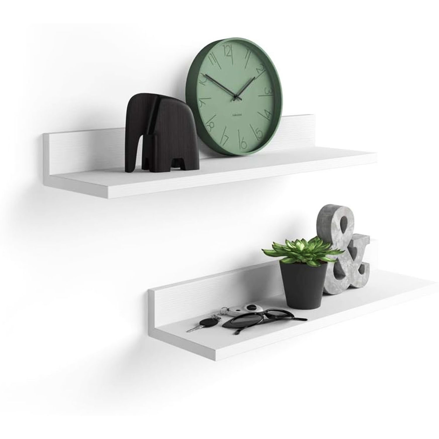 SET 4 REPISAS FLOTANTES RECTAS SOPORTE BLANCO 2X 40 CM - 2X 60 CM - 1