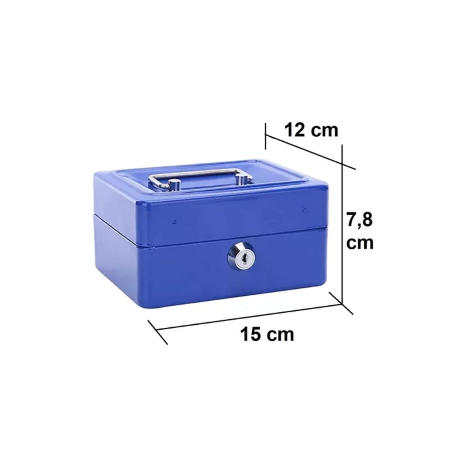 CAJA IMPORTCLICK HOG.585 FUERTE METÁLICA DINERO + LLAVE SEGURIDAD 15 X 12 CM AZUL METAL - 2