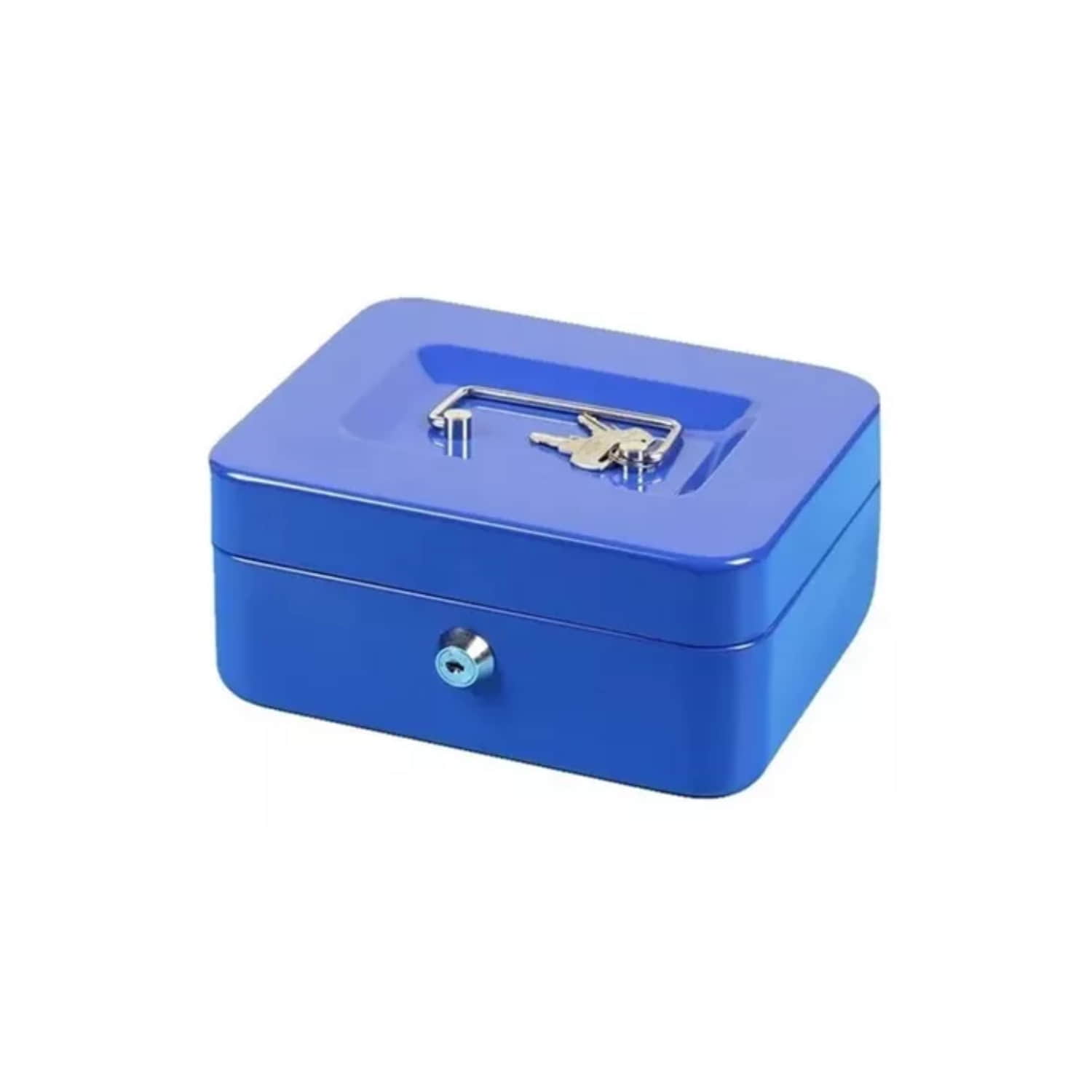 CAJA IMPORTCLICK HOG.585 FUERTE METÁLICA DINERO + LLAVE SEGURIDAD 15 X 12 CM AZUL METAL - 3