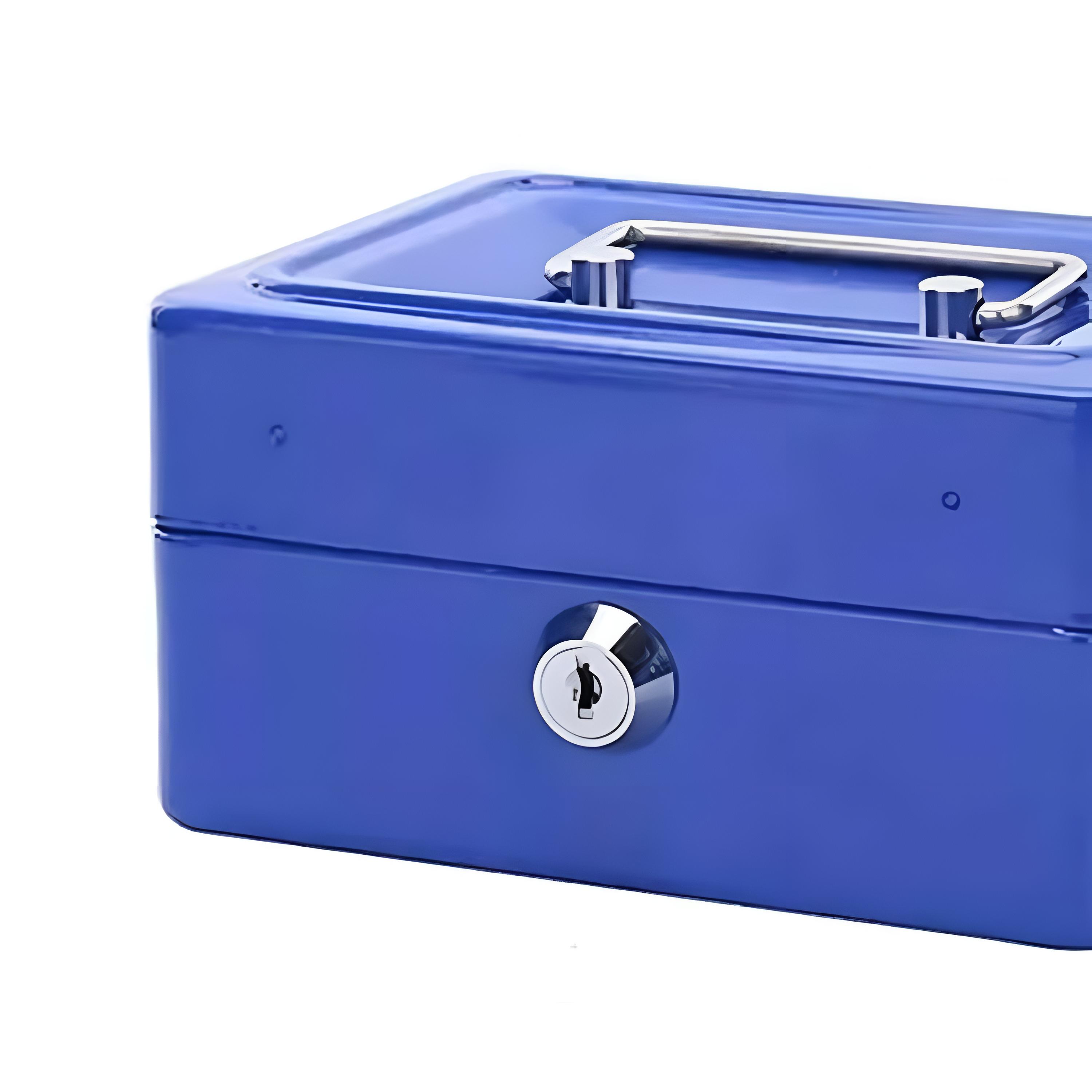 CAJA IMPORTCLICK HOG.585 FUERTE METÁLICA DINERO + LLAVE SEGURIDAD 15 X 12 CM AZUL METAL - 4