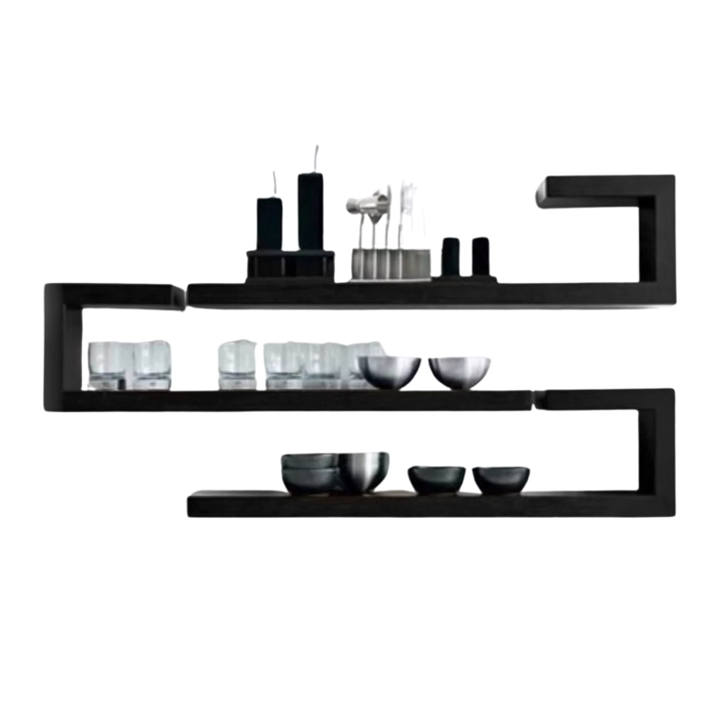 JUEGO REPISAS FLOTANTES MADERA GEO NEGRO 95X45X15 CM - 1