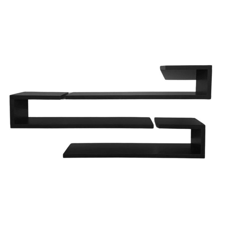 JUEGO REPISAS FLOTANTES MADERA GEO NEGRO 95X45X15 CM - 4