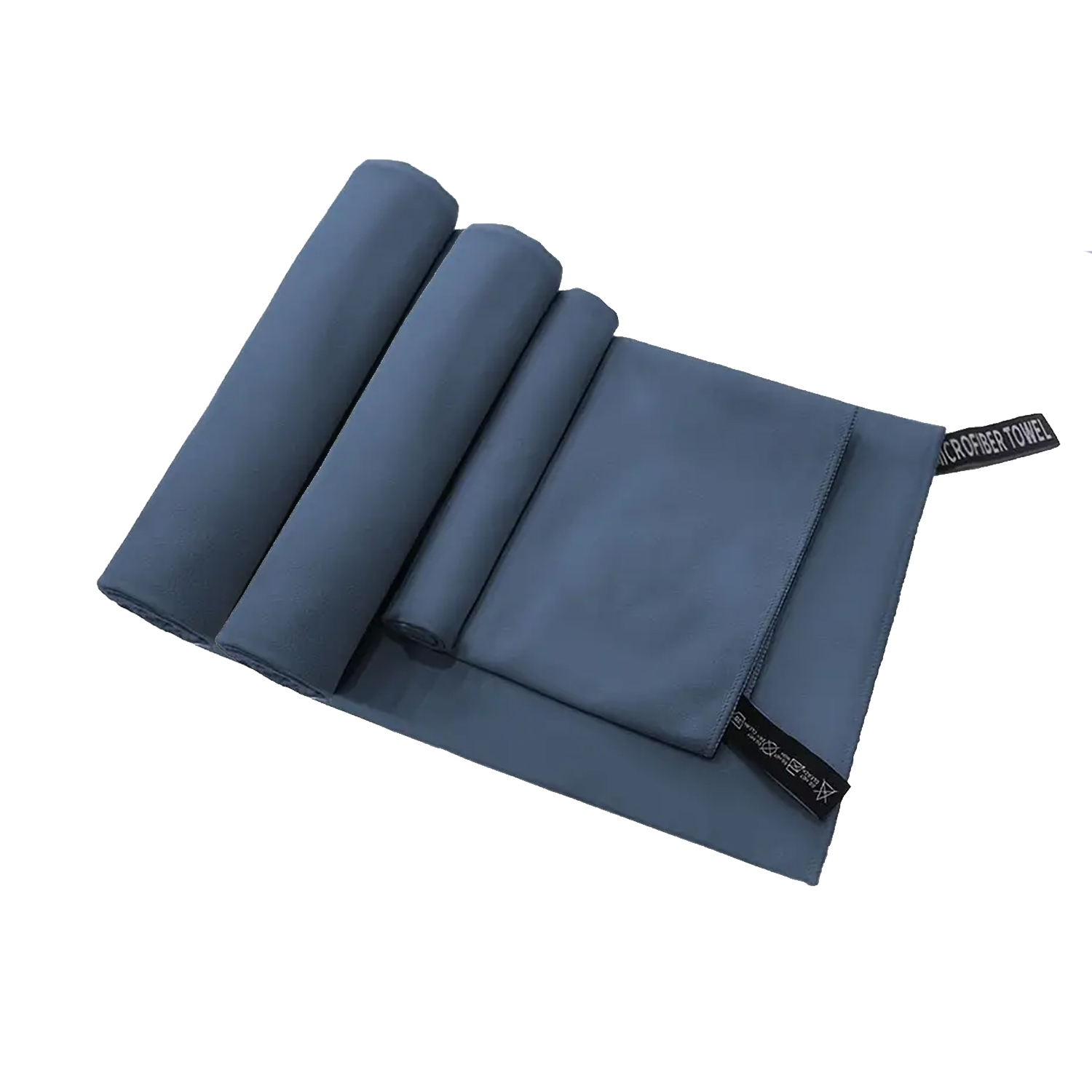 SET 3 TOALLAS BAÑO VIAJE MICROFIBRA SECADO RÁPIDO AZUL MARINO - 1