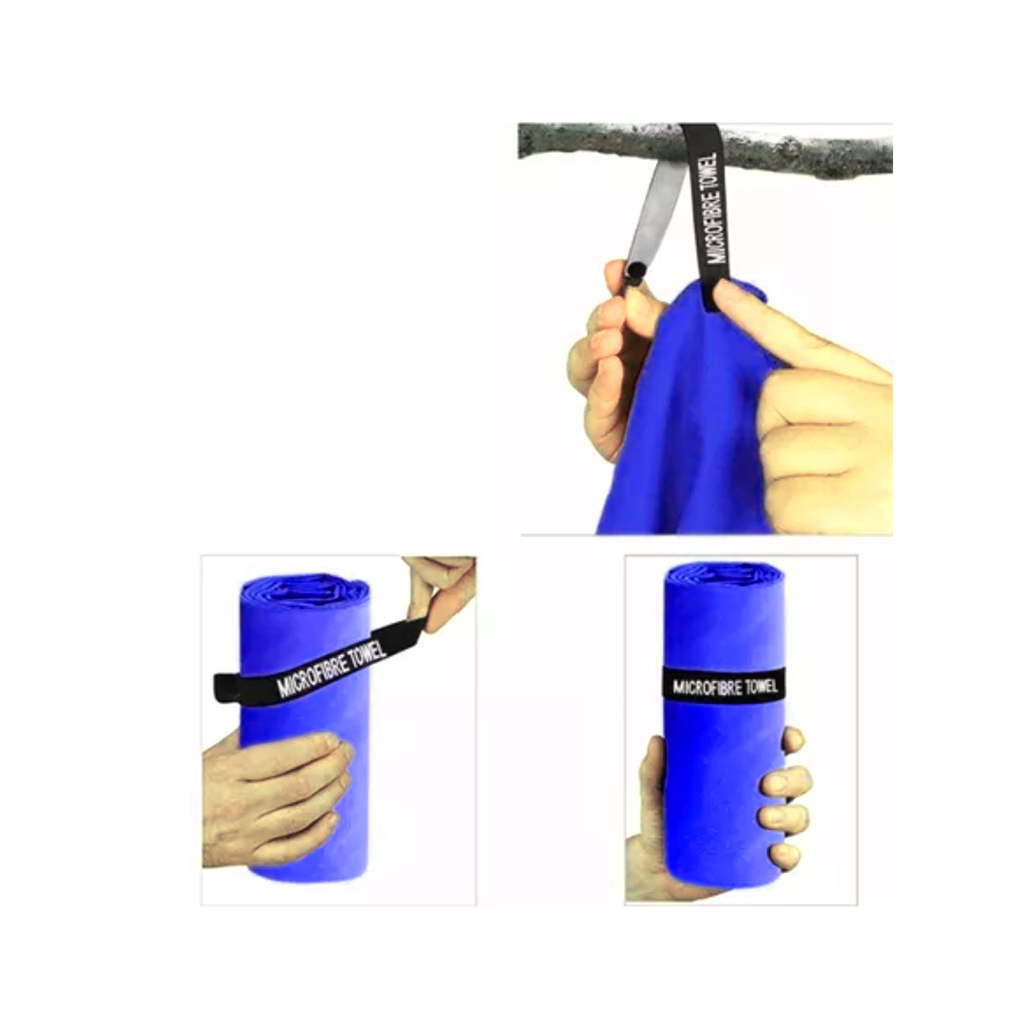 SET 3 TOALLAS BAÑO VIAJE MICROFIBRA SECADO RÁPIDO AZUL MARINO - 6