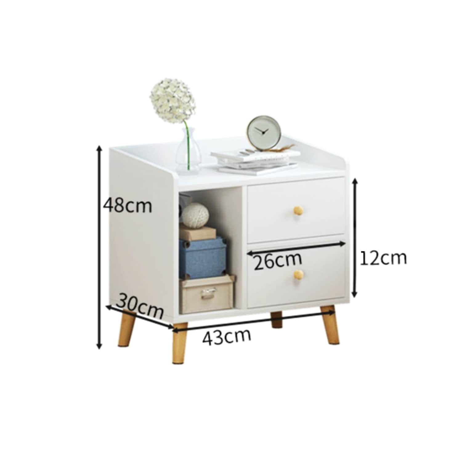 VELADOR IMPORTCLICK HOG.548 MDF 2 CAJONES BLANCO MADERA 43X30X48 CM - 4