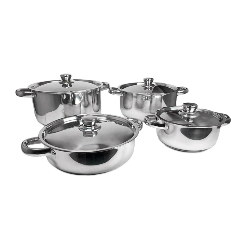 JUEGO BATERIA 8 PIEZAS OLLA COCINA ACERO INOXIDABLE - 1