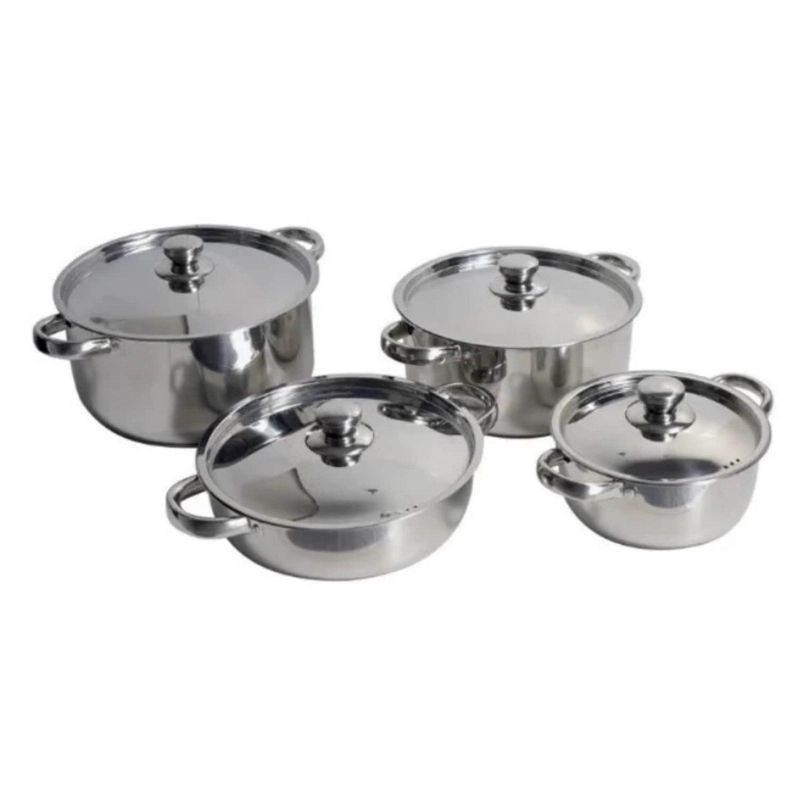 JUEGO BATERIA 8 PIEZAS OLLA COCINA ACERO INOXIDABLE - 2