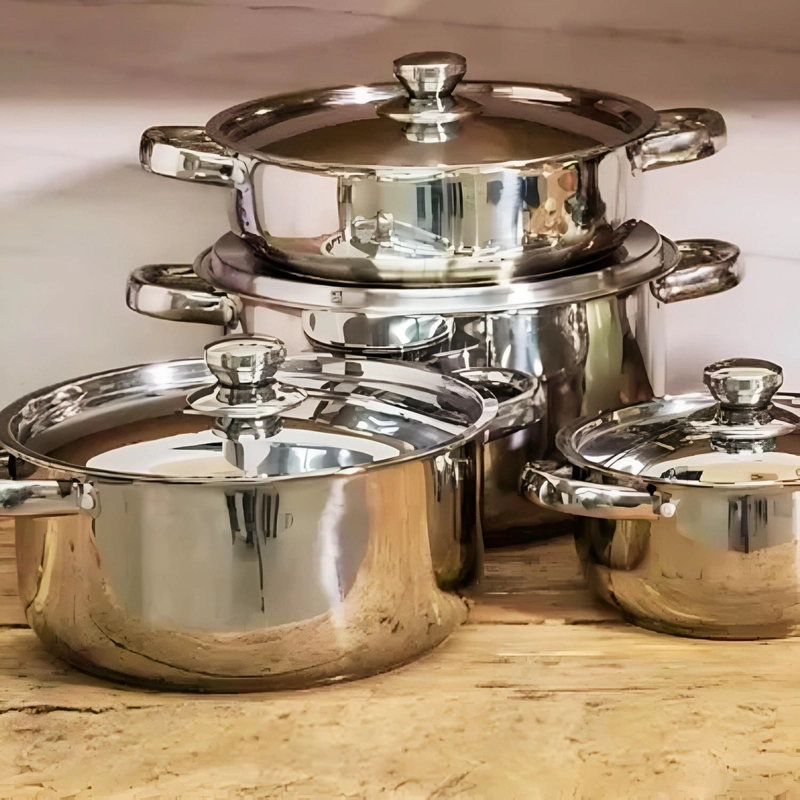 JUEGO BATERIA 8 PIEZAS OLLA COCINA ACERO INOXIDABLE - 4