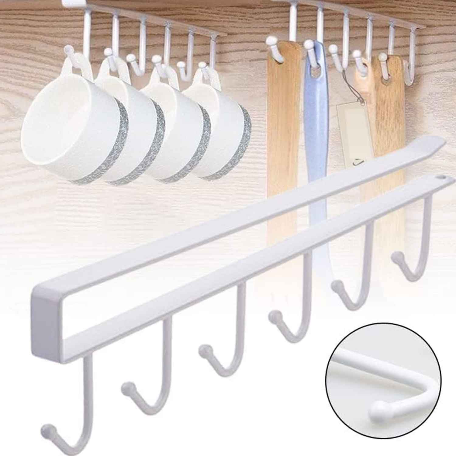 COLGADOR IMPORTCLICK HOG.615 ORGANIZADOR SOPORTE TAZAS UTENSILIOS COCINA METAL BLANCO - 5