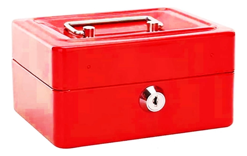 CAJA IMPORTCLICK HOG.586 FUERTE METÁLICA DINERO + LLAVE SEGURIDAD 15 X 12 CM ROJO METAL - 1