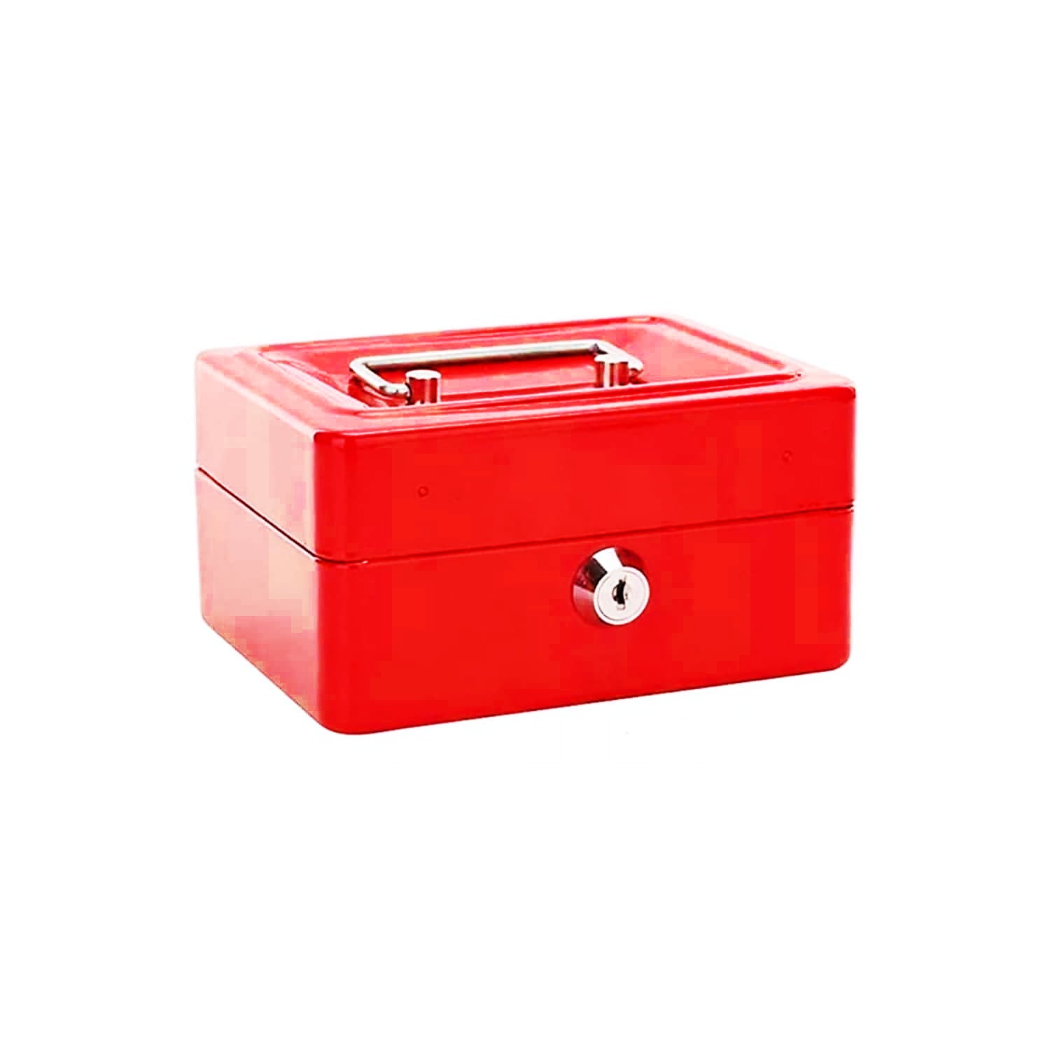 CAJA IMPORTCLICK HOG.586 FUERTE METÁLICA DINERO + LLAVE SEGURIDAD 15 X 12 CM ROJO METAL - 1