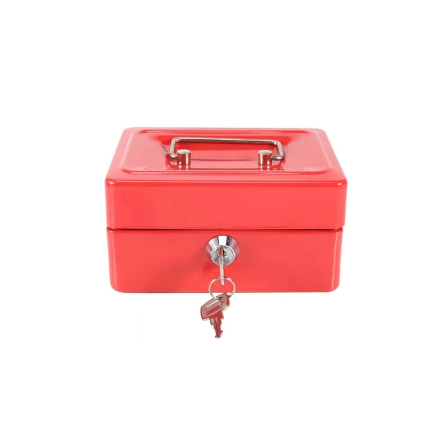 CAJA IMPORTCLICK HOG.586 FUERTE METÁLICA DINERO + LLAVE SEGURIDAD 15 X 12 CM ROJO METAL - 2