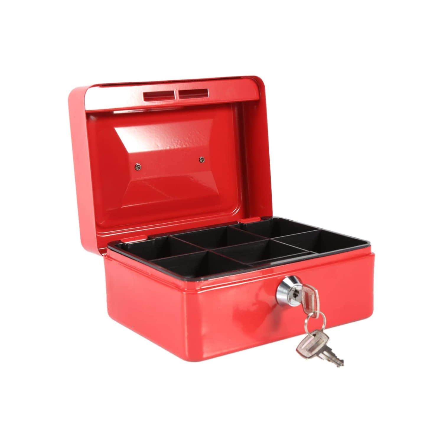 CAJA IMPORTCLICK HOG.586 FUERTE METÁLICA DINERO + LLAVE SEGURIDAD 15 X 12 CM ROJO METAL - 3