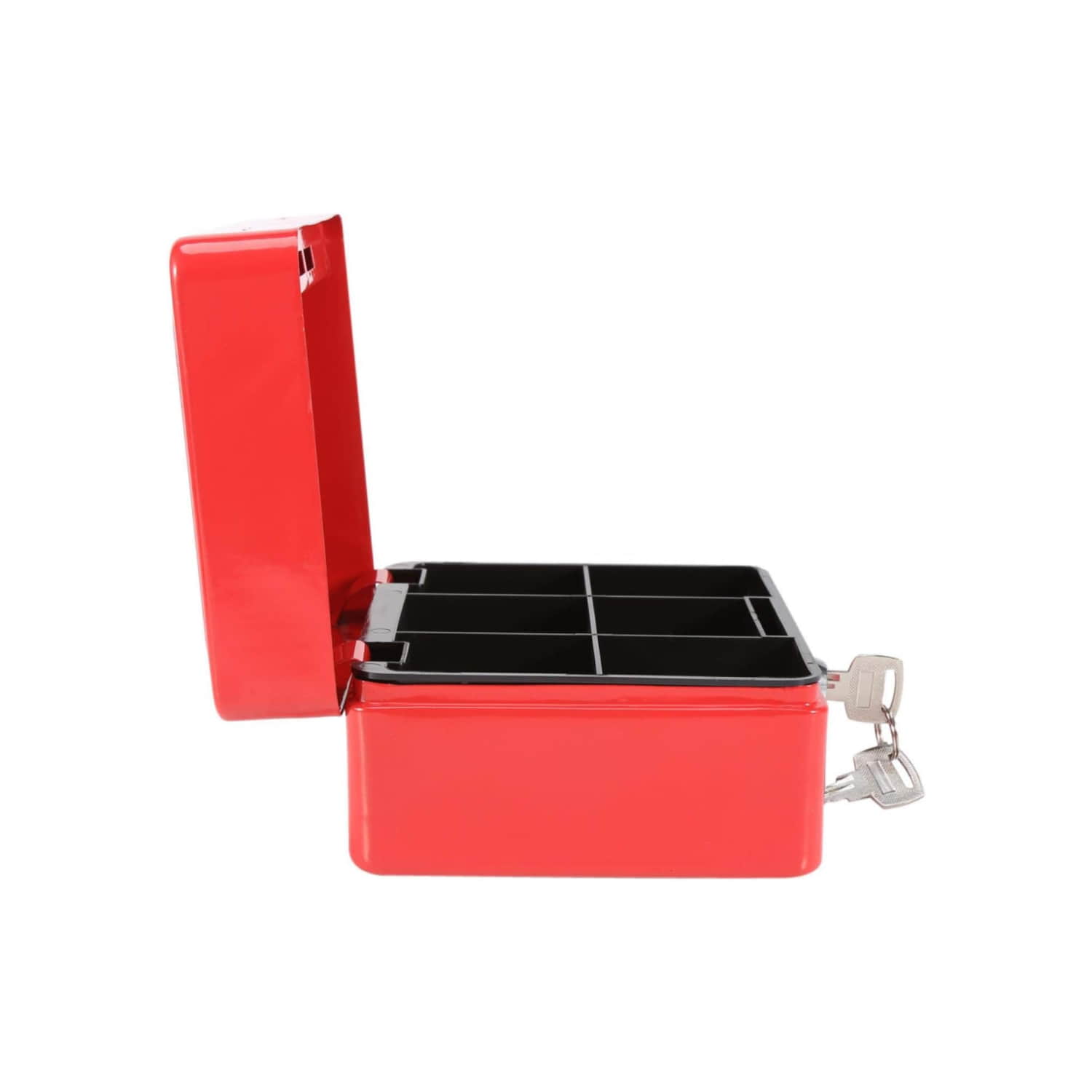 CAJA IMPORTCLICK HOG.586 FUERTE METÁLICA DINERO + LLAVE SEGURIDAD 15 X 12 CM ROJO METAL - 4