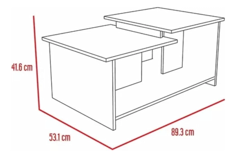MESA CENTRO IMPORTCLICK HOG.552 MELAMINA CAFÉ CLARO 41X89X53 CM - 3