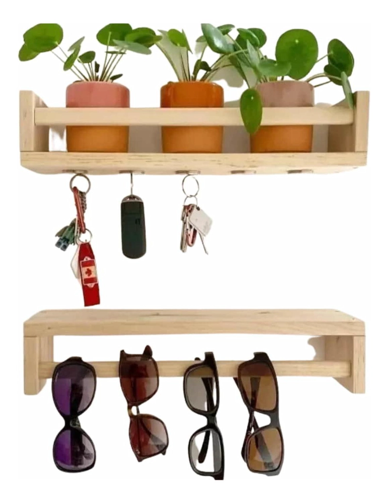 REPISA ORGANIZADOR PARED MADERA PINO 60X15X14 CM - 2