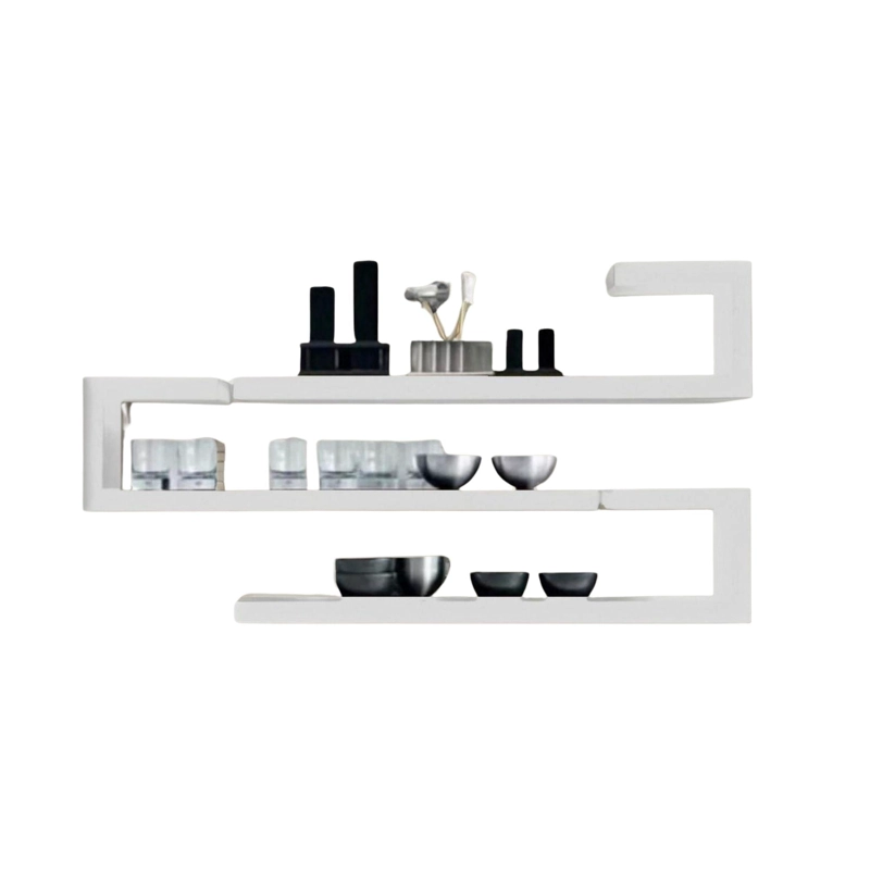 JUEGO REPISAS FLOTANTES MADERA GEO BLANCO 95X45X15 CM - 2