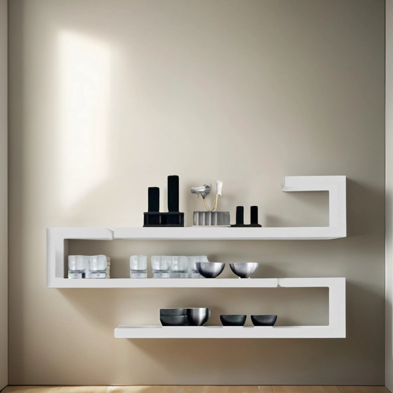 JUEGO REPISAS FLOTANTES MADERA GEO BLANCO 95X45X15 CM - 4