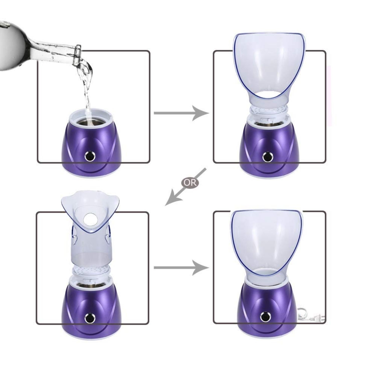 SAUNA FACIAL PROFESIONAL INHALADOR VAPOR SPA VAPORIZADOR MORADO - 3