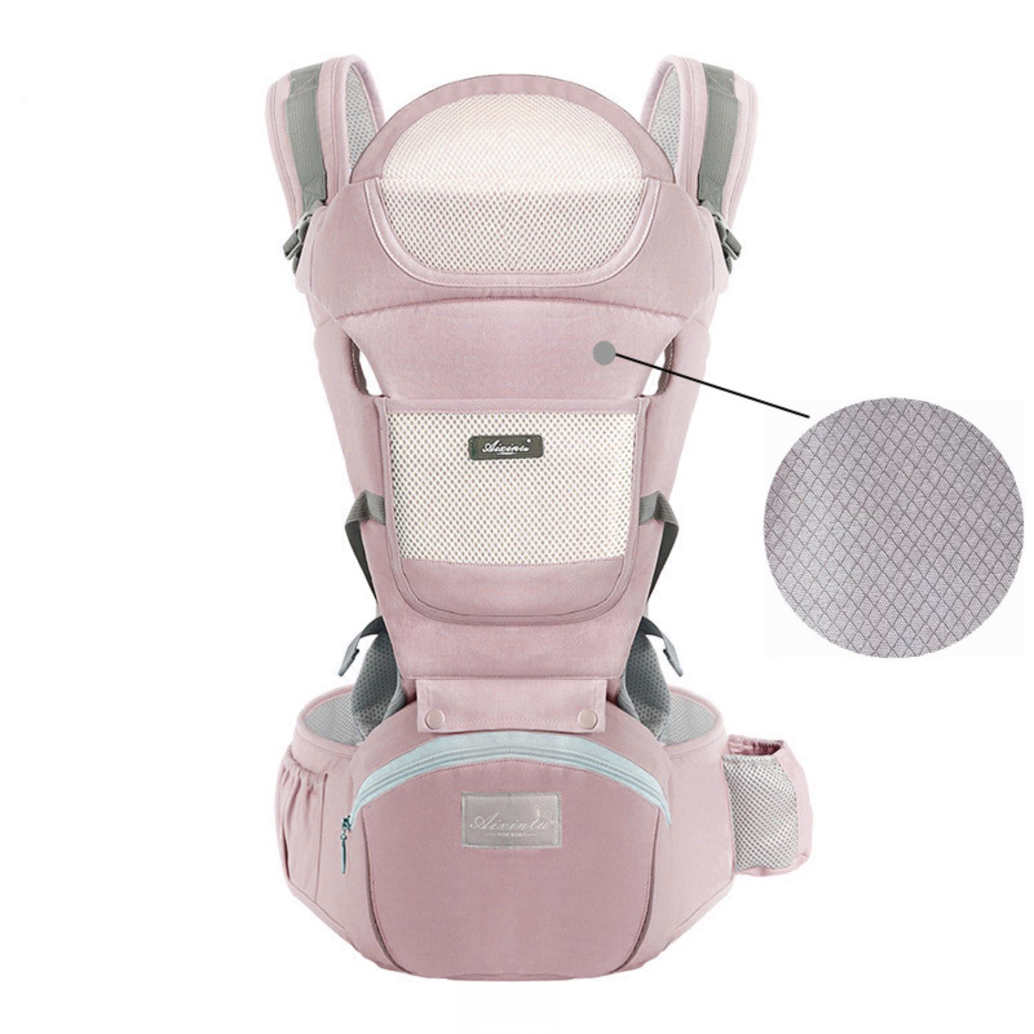 MOCHILA IMPORTCLICK INF.67 PORTA BEBÉS ERGONÓMICA ASIENTO MULTIFUNCIONAL 6 EN 1 ROSADO PALO ROSA - 2