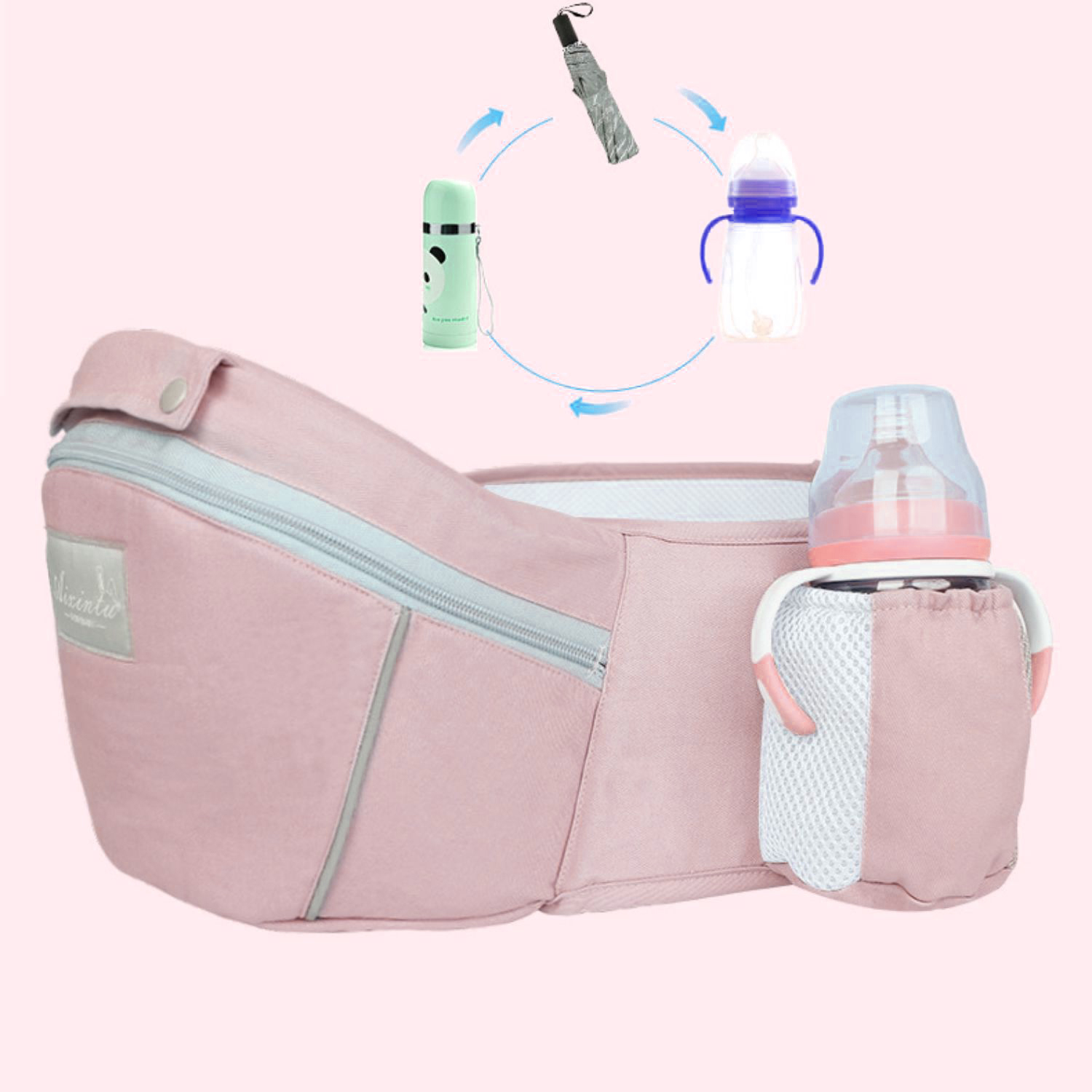 MOCHILA IMPORTCLICK INF.67 PORTA BEBÉS ERGONÓMICA ASIENTO MULTIFUNCIONAL 6 EN 1 ROSADO PALO ROSA - 4