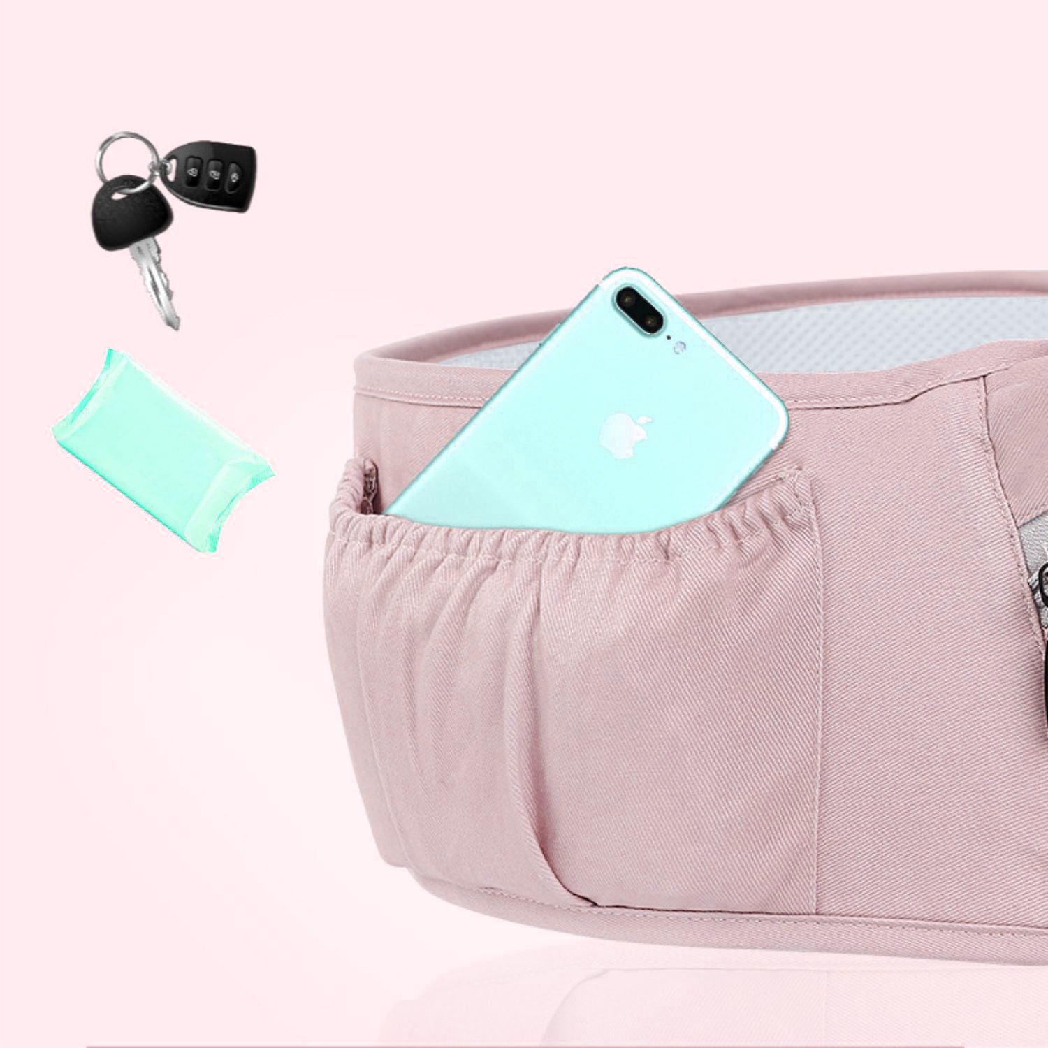 MOCHILA IMPORTCLICK INF.67 PORTA BEBÉS ERGONÓMICA ASIENTO MULTIFUNCIONAL 6 EN 1 ROSADO PALO ROSA - 5