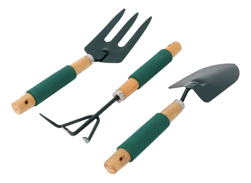 SET IMPORTCLICK HOG.513 JARDÍNERÍA HUERTO 3 PIEZAS METAL MADERA ACERO - 1