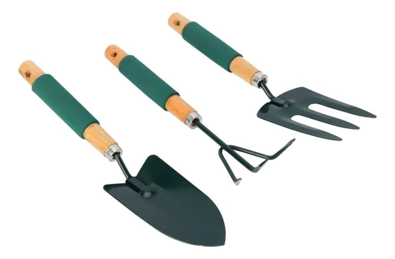 SET IMPORTCLICK HOG.513 JARDÍNERÍA HUERTO 3 PIEZAS METAL MADERA ACERO - 2