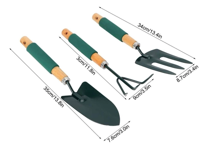 SET IMPORTCLICK HOG.513 JARDÍNERÍA HUERTO 3 PIEZAS METAL MADERA ACERO - 3