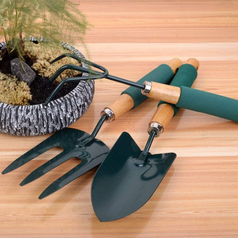 SET IMPORTCLICK HOG.513 JARDÍNERÍA HUERTO 3 PIEZAS METAL MADERA ACERO - 4