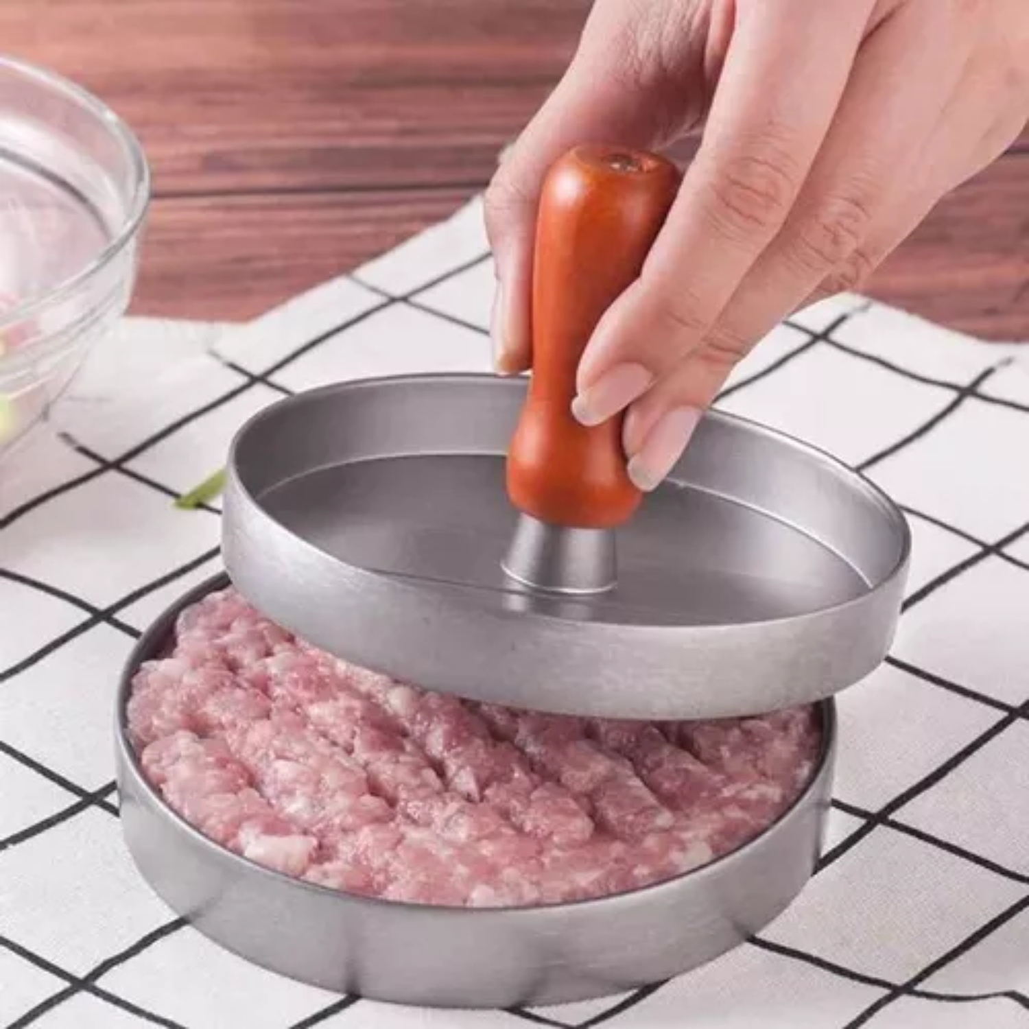 PRENSA HAMBURGUESAS MOLDE ANTIADHERENTE 12 CM ASADO PARRILLA - 5