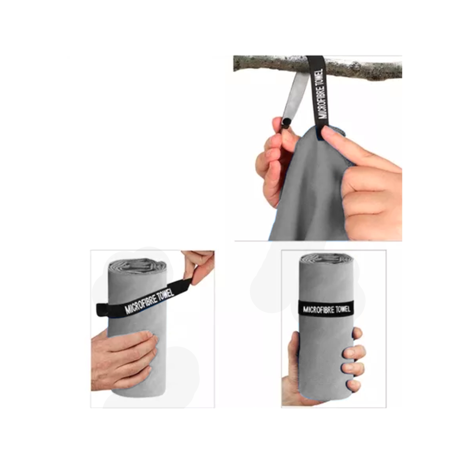 SET IMPORTCLICK 3 TOALLAS BAÑO VIAJE MICROFIBRA SECADO RÁPIDO GRIS - 4