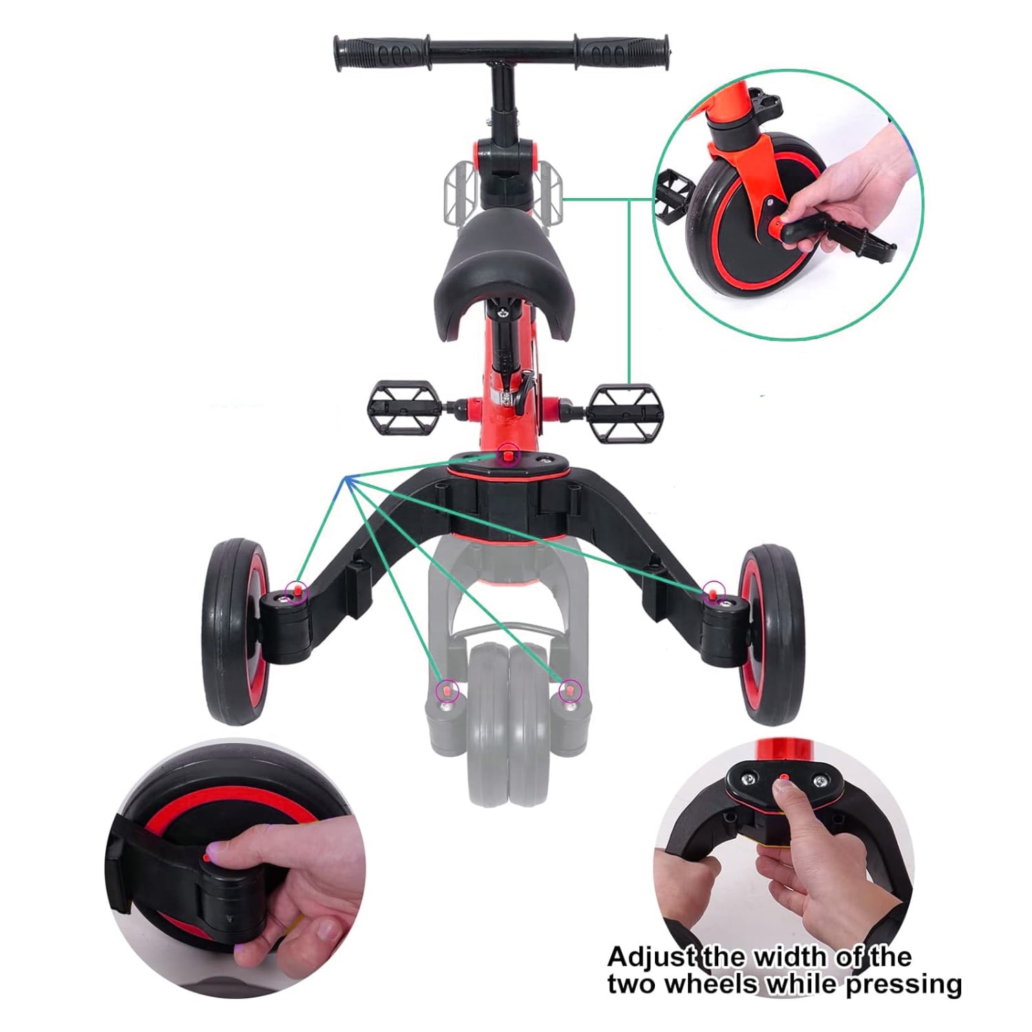 TRICICLO IMPORTCLICK INF.130 MINI EQUILIBRIO APRENDIZAJE INFANTIL ROJO - 3