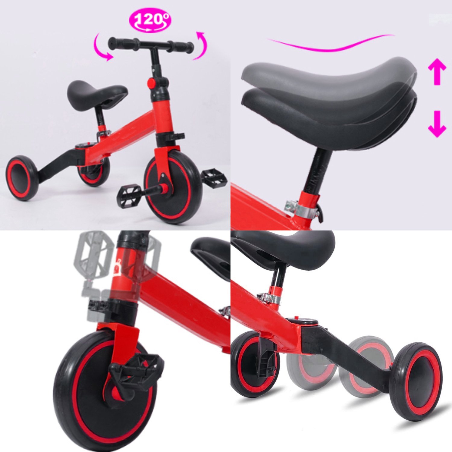 TRICICLO IMPORTCLICK INF.130 MINI EQUILIBRIO APRENDIZAJE INFANTIL ROJO - 6