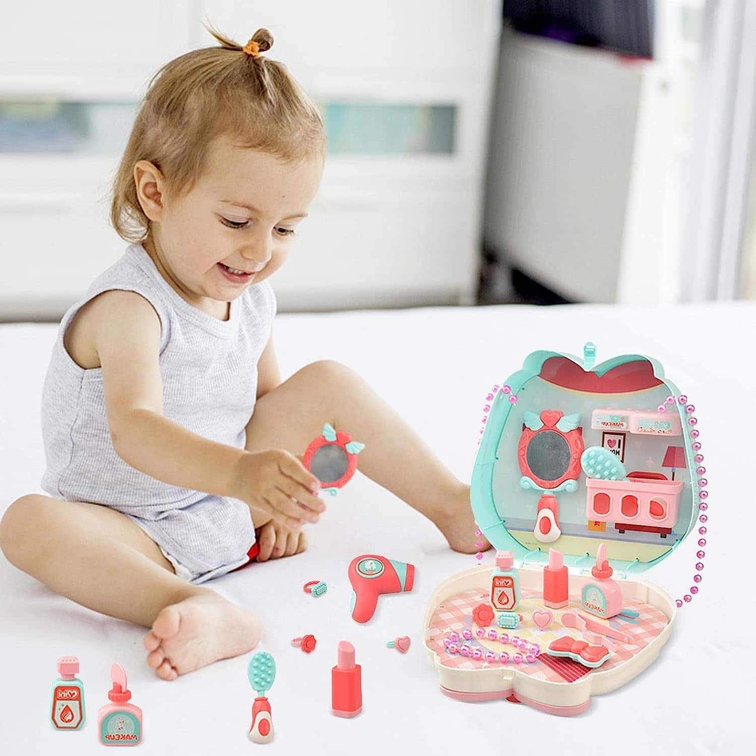 KIT IMPORTCLICK BOLSO MINI MAKE UP MAQUILLAJE INFANTIL APRENDIZAJE 16 PIEZAS - 4