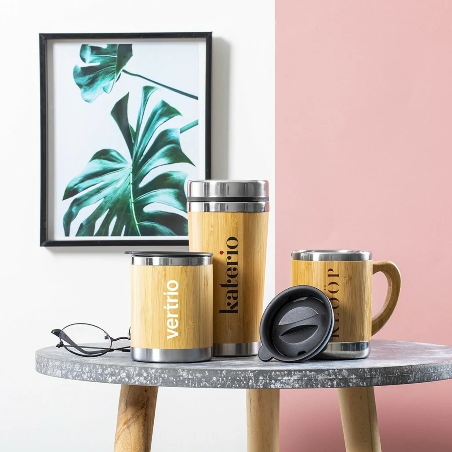 VASO MUG TAPA ACERO BAMBÚ LUBON 300 ML - 5