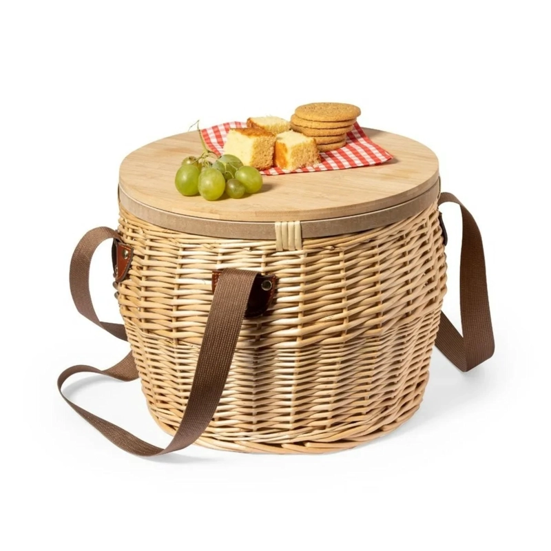 CESTA IMPORTCLICK CANASTO COOLER MIMBRE ALUMINIO TAPA BAMBÚ PICNIC BUBU HOG.1270 - 1
