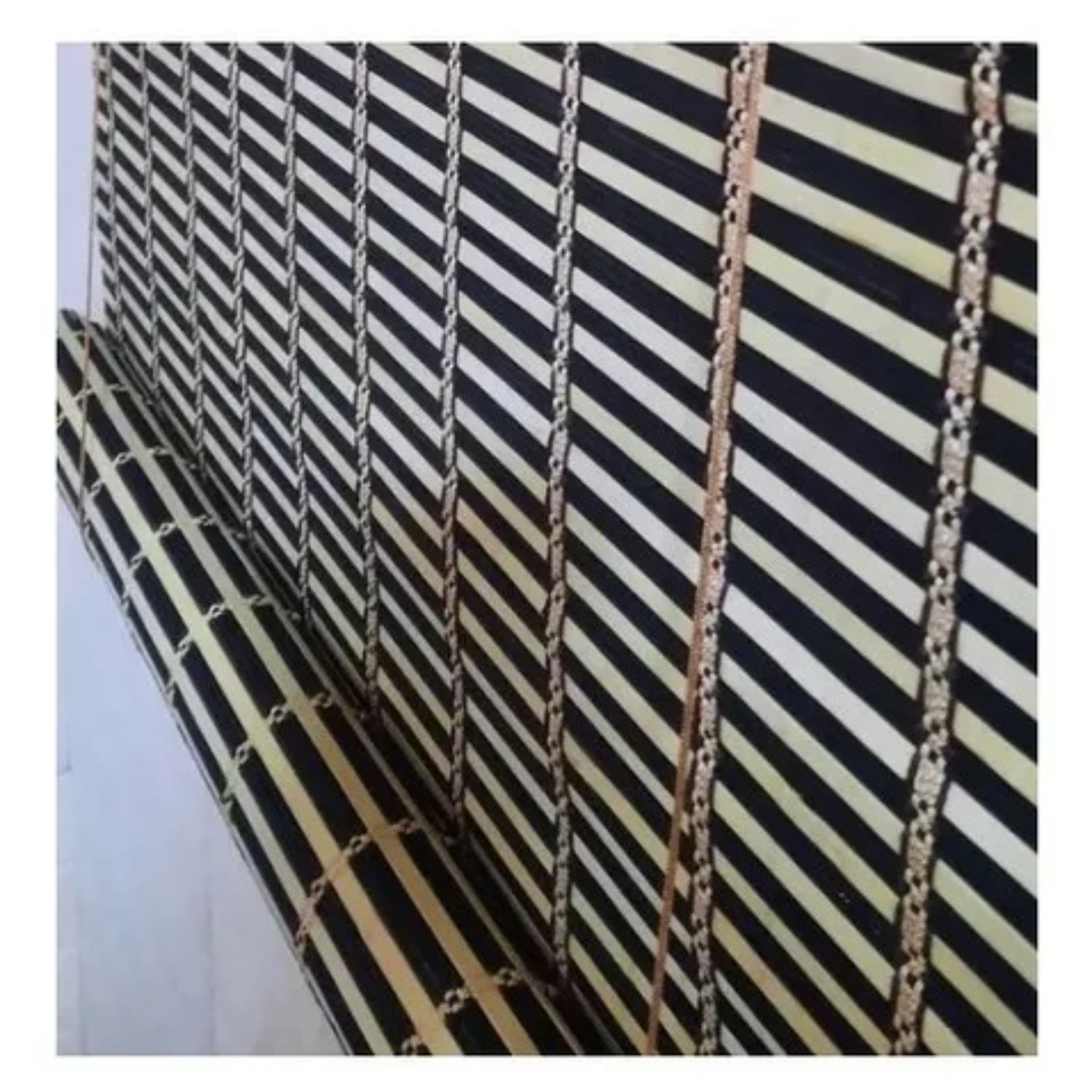 CORTINA PERSIANA ROLLER ENROLLABLE BAMBÚ NEGRO BEIGE 120X180 CM - 3