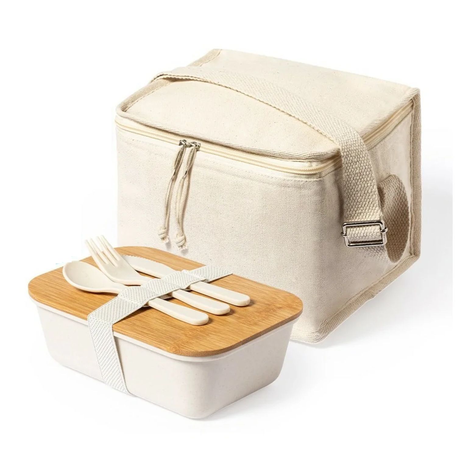 SET BOLSO COOLER TUPPER HERMÉTICO CUBIERTOS PP BAMBÚ PARUM 1000 ML - 2